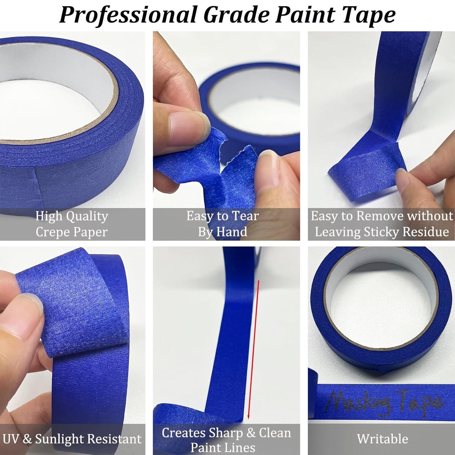 Versatile 20 Roll Blue Masking Tape - Ideal for Arts, Crafts, and Wall Painting