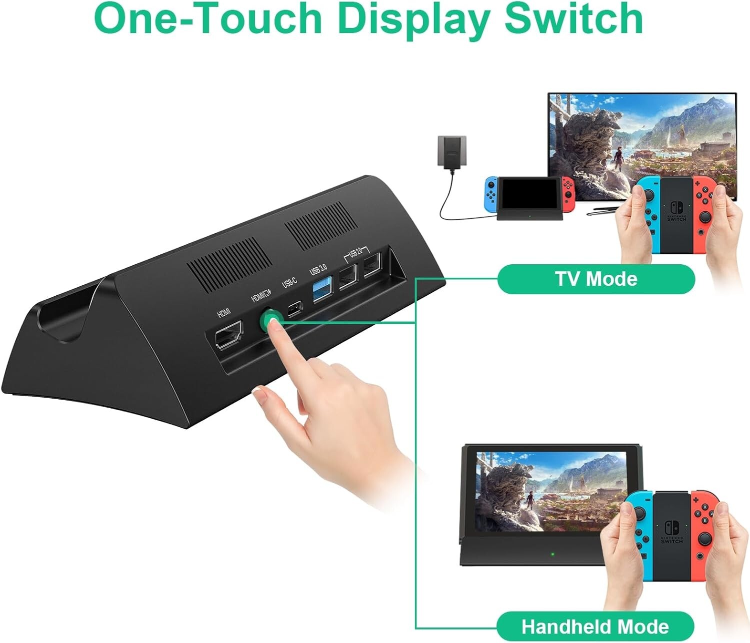Replacement Nintendo Switch Dock - 4K Output, Lightweight with USB-C Charger