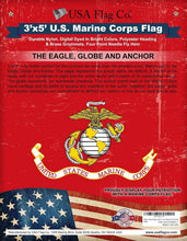 Load image into Gallery viewer, Beautiful 3x5 Marine Corps Flag with Eagle Emblem - Ideal Gift for Patriots