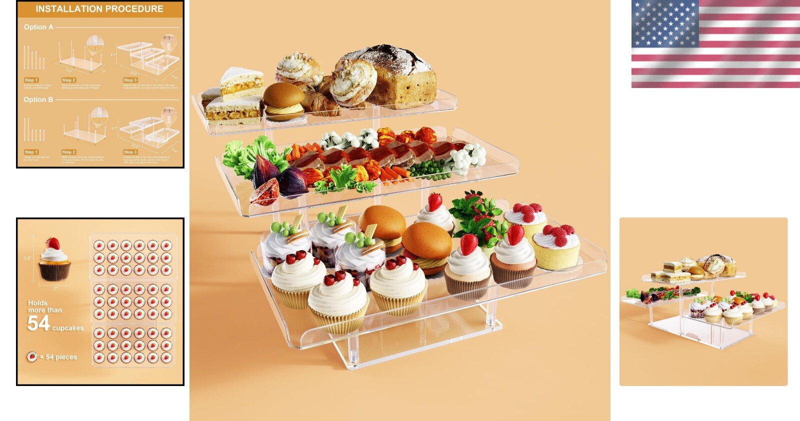 Acrylic Buffet Dessert Risers - 3-Tier Cake Stand for Tea Parties & More