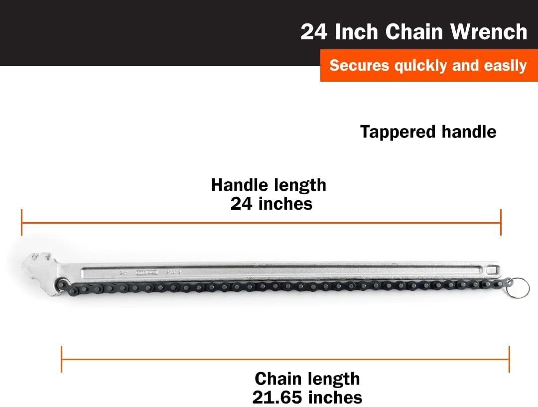 Ergonomic 24-Inch Chain Wrench - Forged Steel for Effortless Plumbing Tasks