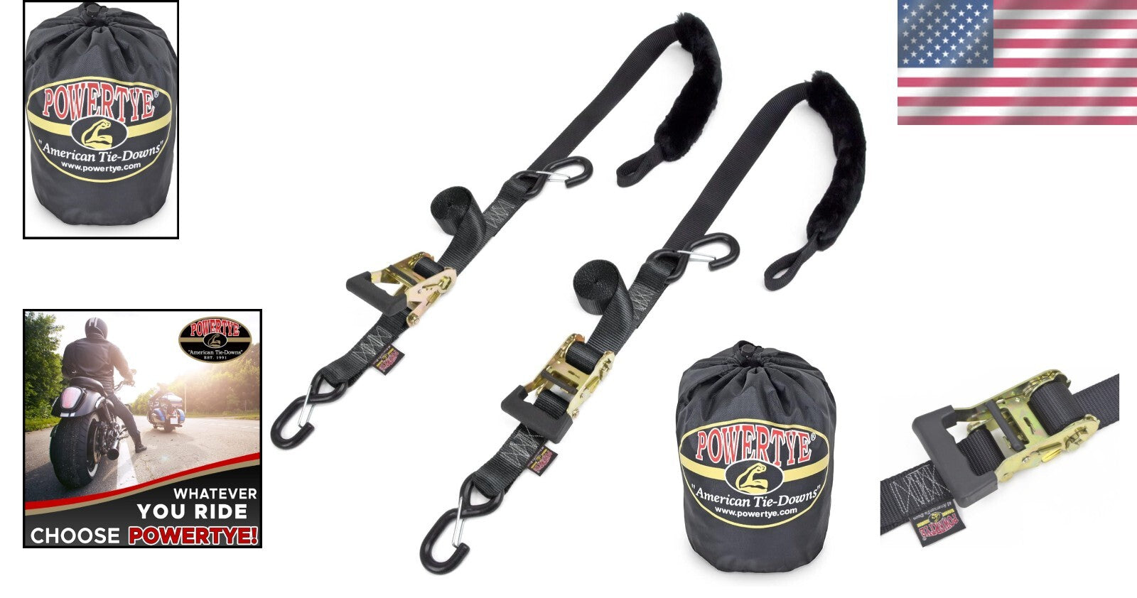 1.5'' x 7ft Heavy-Duty Ratchet Straps - SHEEPTEX Black Pair with Latch Hooks
