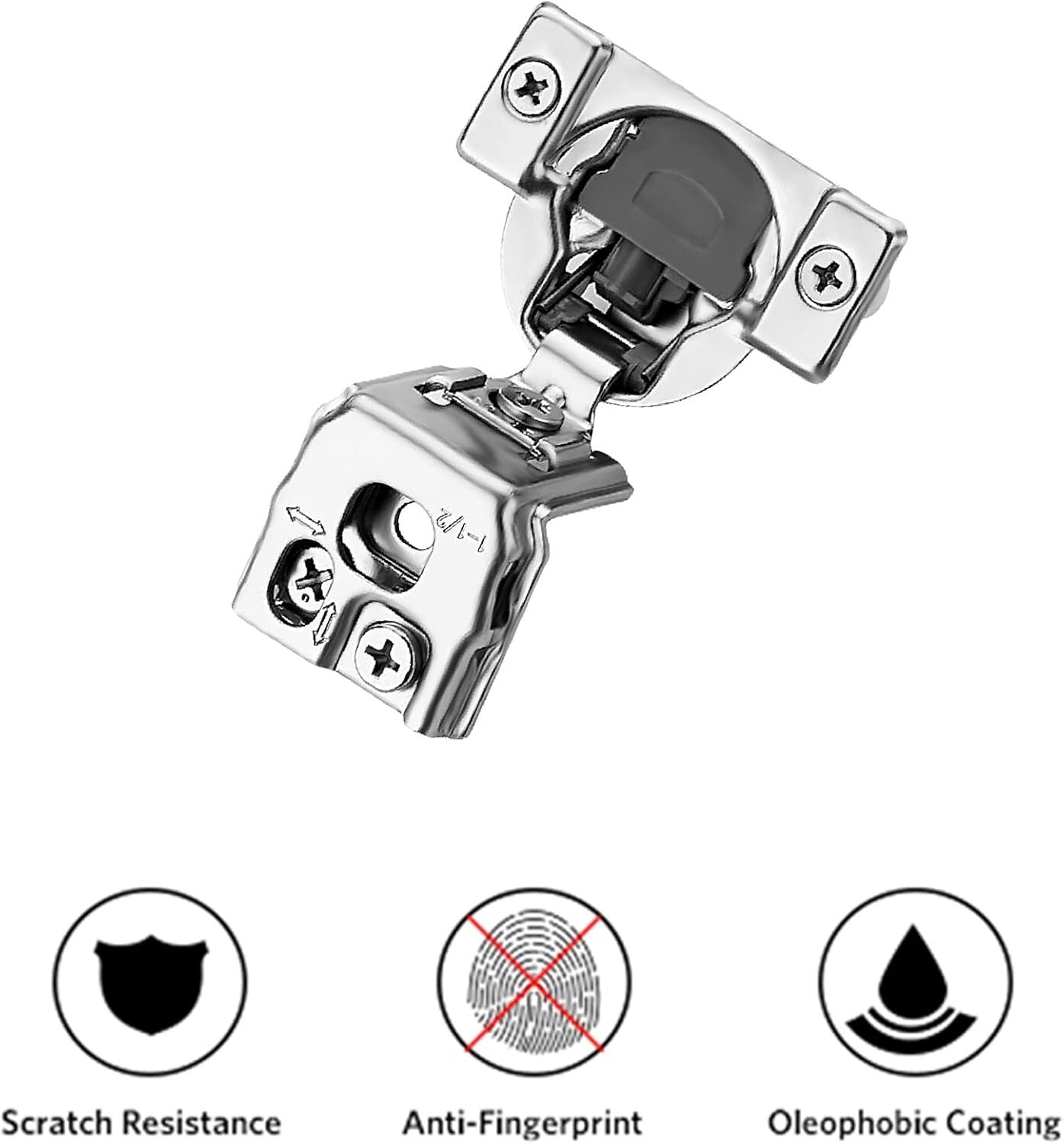 Adjustable 1-1/2 Inch Overlay Cabinet Hinges - 50 Soft Close Stainless Steel Set