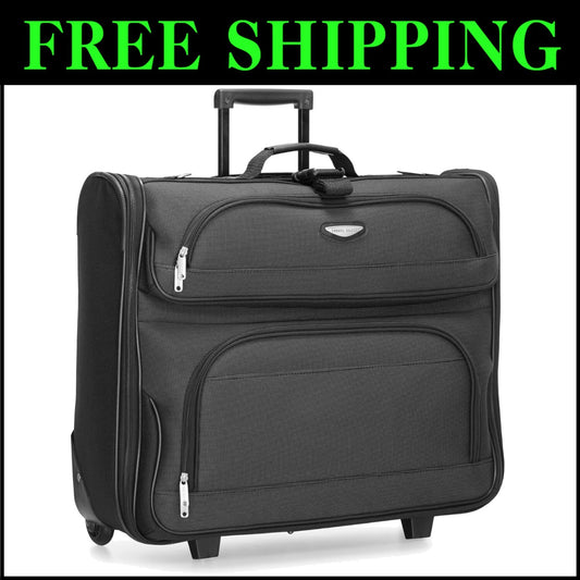 Amsterdam Gray Business Rolling Garment Bag - Expandable & Lightweight Design