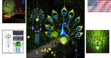 Load image into Gallery viewer, Colorful Solar Wind Chimes - 53.5" Durable Peacock Design for Romantic Lighting