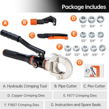 Load image into Gallery viewer, Heavy-Duty Hydraulic Crimping Tool for Copper &amp; F1807 PEX with Multiple Dies