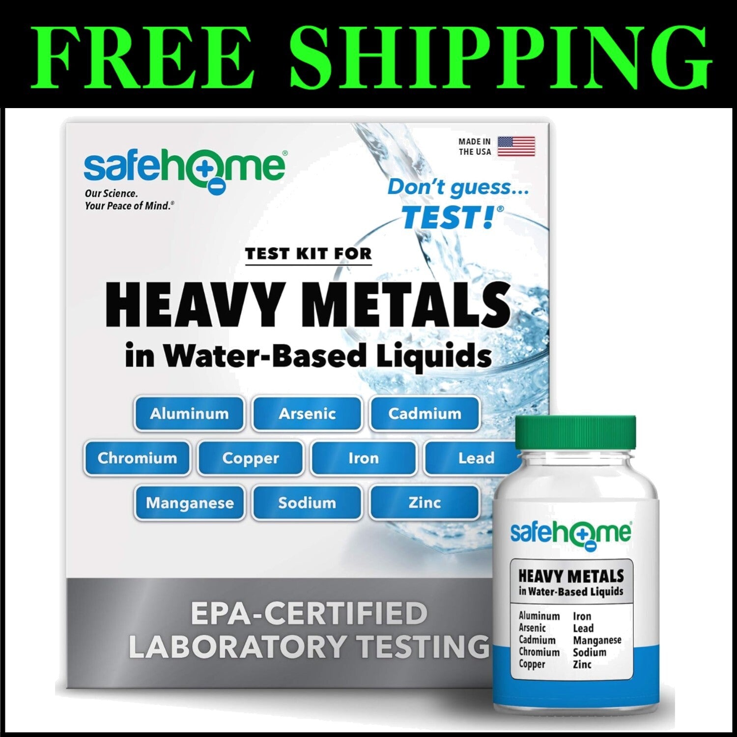 Heavy Metals Water Test Kit – EPA Certified, Tests 10 Liquids with Quick Results