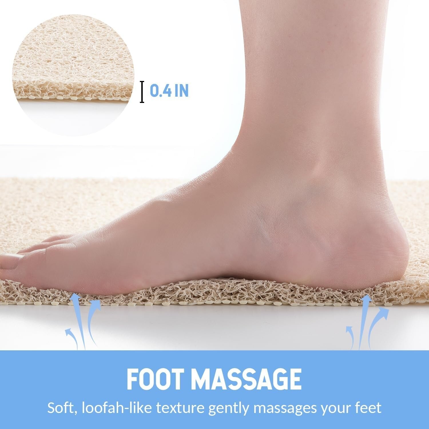 Comfortable 40"x28" Non-Slip Foot Scrubber Mat for Safe Bathrooms & Kitchens