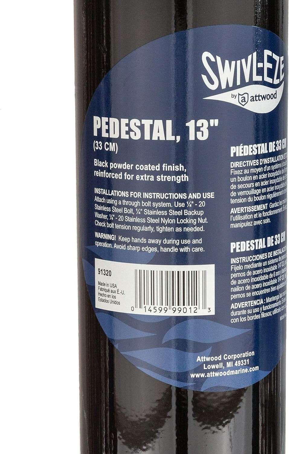 Economical Black Pedestal Seat with Reinforced Joints - Fits Any Boating Style