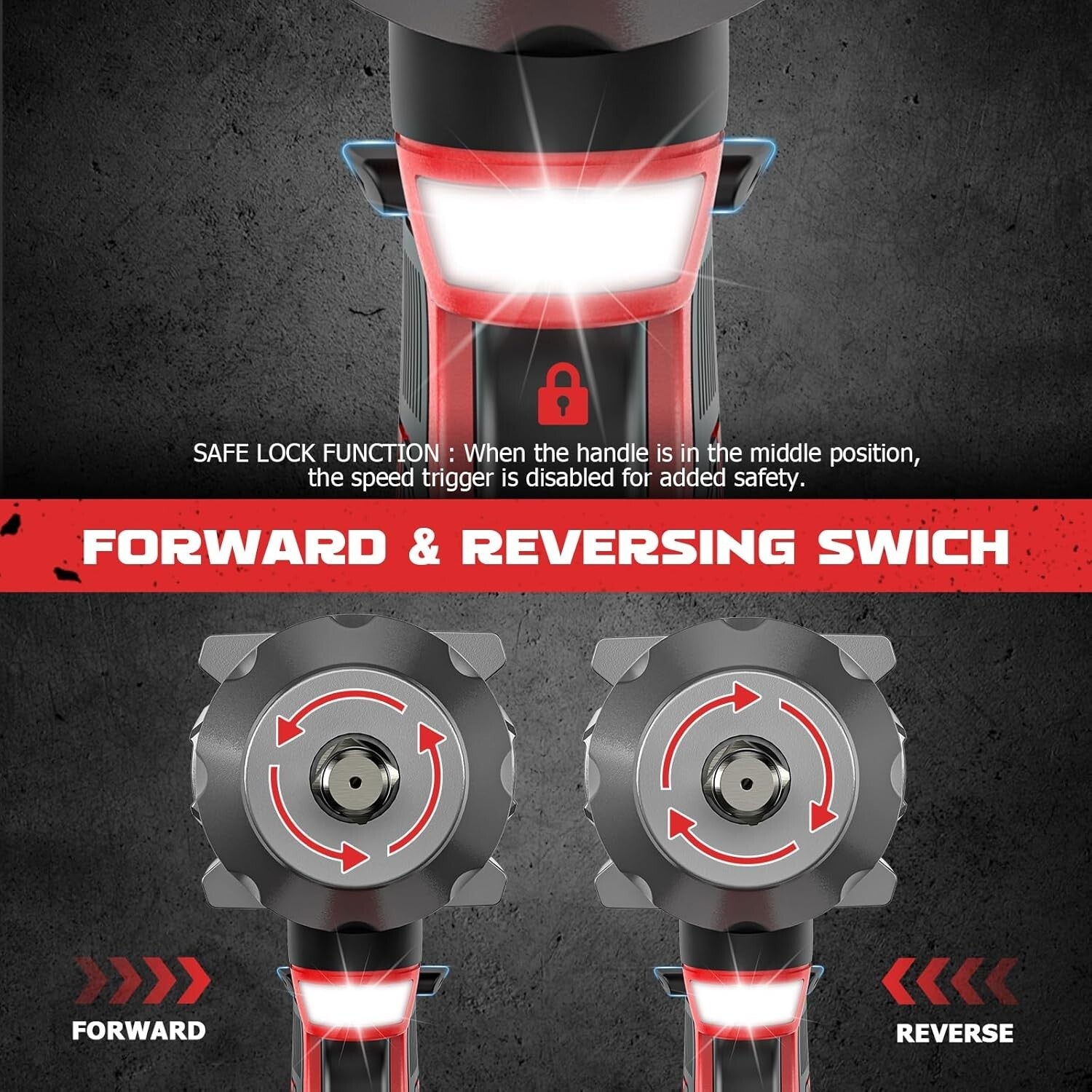 Brushless 1/2 Inch 900 ft-lbs Impact Gun - Complete Set with 6 Sockets & Light