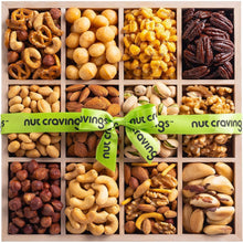 Load image into Gallery viewer, Nutritious Gourmet Nuts Gift Basket with Elegant Green Ribbon Presentation