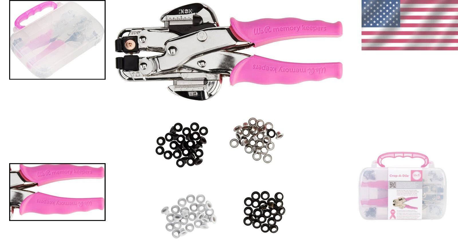 All-In-One Crop-A-Dile Eyelet Punch Tool with 100 Eyelets and Carrying Case