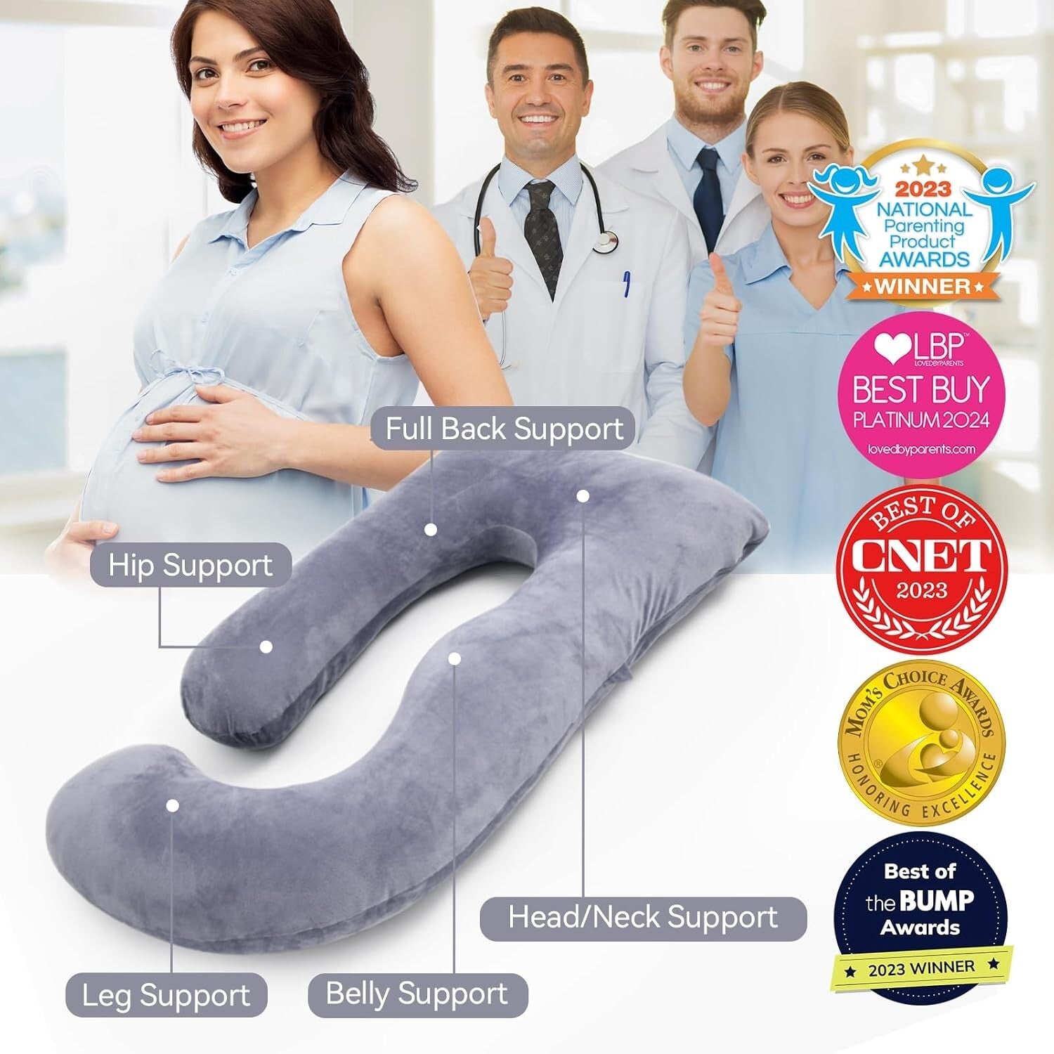 Premium U-Shaped Pregnancy Pillow with Removable Velvet Cover for Total Comfort