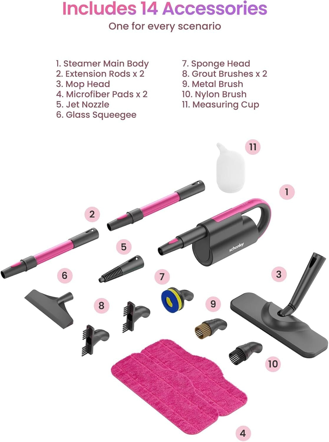 Chemical-Free 7-in-1 Steam Mop with Swivel Head & Washable Microfiber Pads