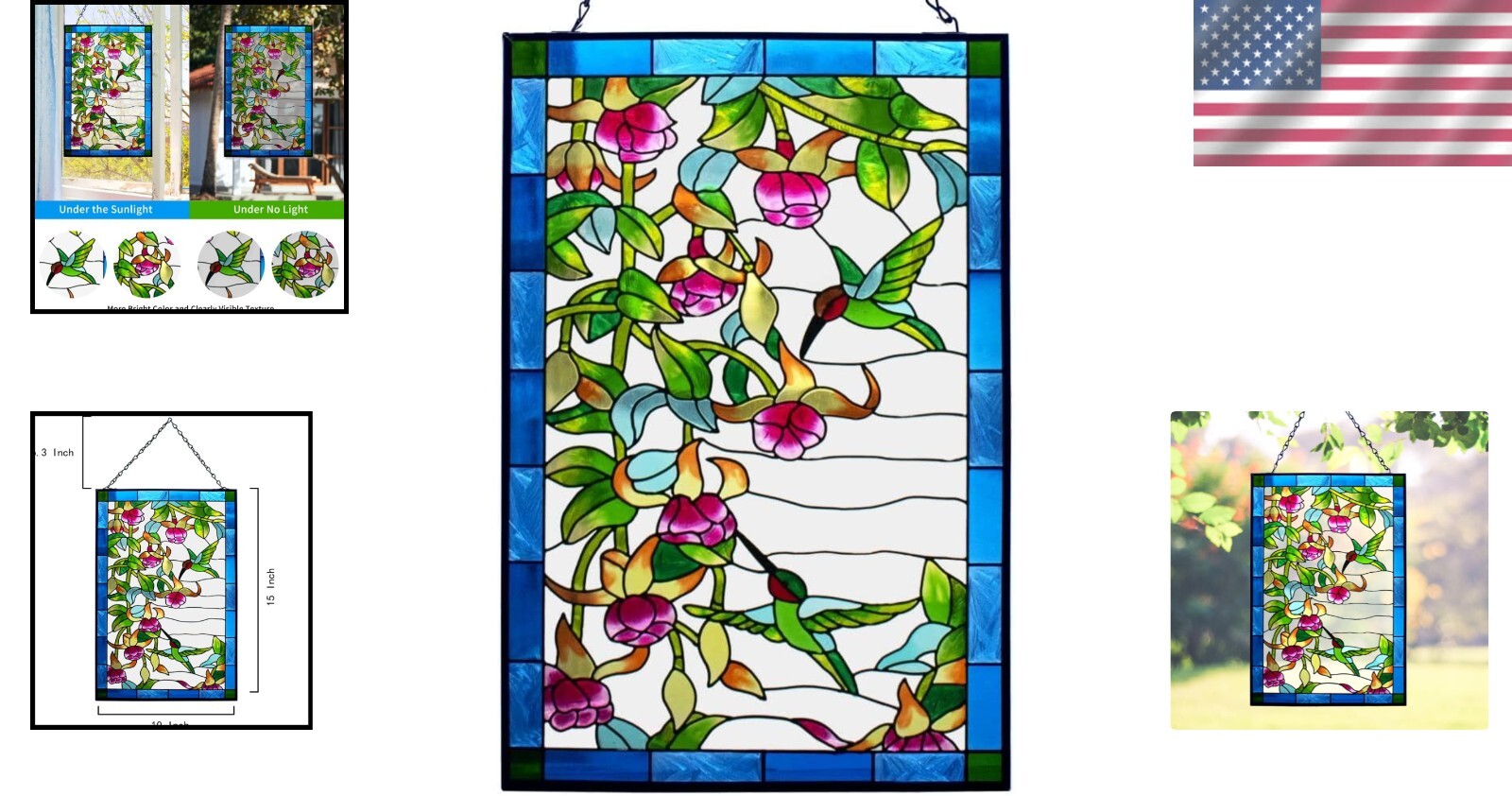 Vibrant Hummingbird Stained Glass Suncatcher - Perfect Gift for Bird Lovers