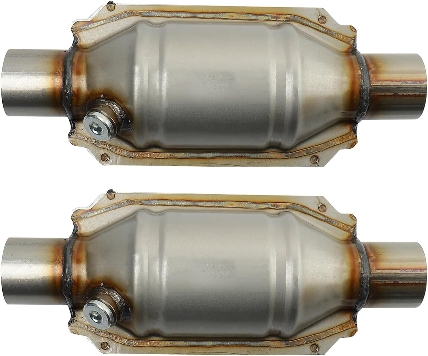 2-Pack Universal Catalytic Converter with O2 Port & Heat Shield - EPA Approved