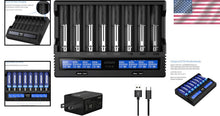 Load image into Gallery viewer, Versatile 8-Slot Battery Charger with Grading Mode &amp; Safety Features Included