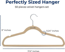 Load image into Gallery viewer, 50 Pack Ivory Velvet Hangers - Non-Slip with 360° Swivel Hook - Space-Saving ...