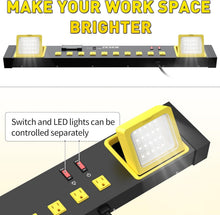 Load image into Gallery viewer, Versatile 10 Outlet Surge Protector with USB &amp; LED Worklight - Garage/Office Use