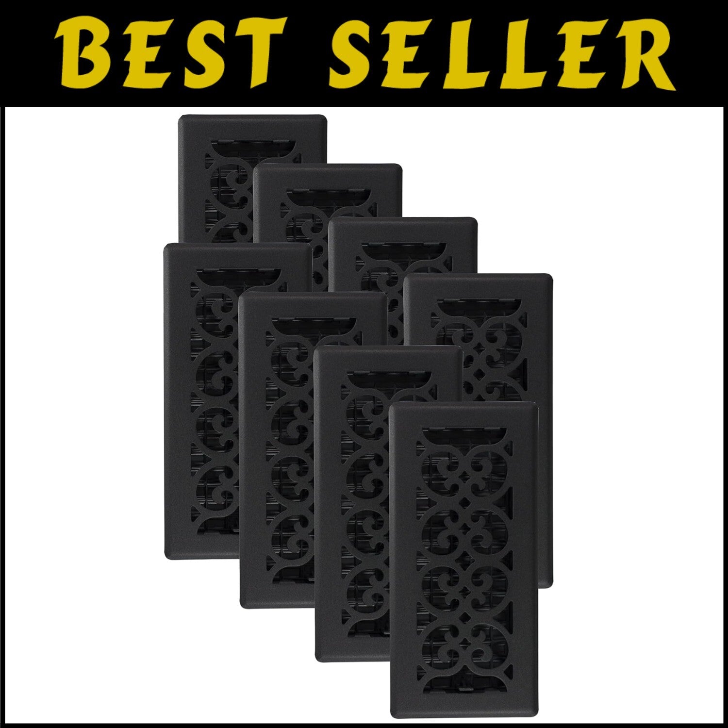 Elegant 4x10 Inch Scroll Floor Register, 8 Pack - Durable Plastic & Steel Design