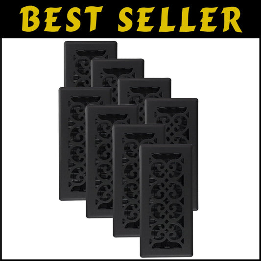 Elegant 4x10 Inch Scroll Floor Register, 8 Pack - Durable Plastic & Steel Design