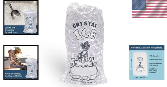 Eco-Friendly Disposable Plastic Ice Storage Bags 10 lbs with Cotton Drawstring