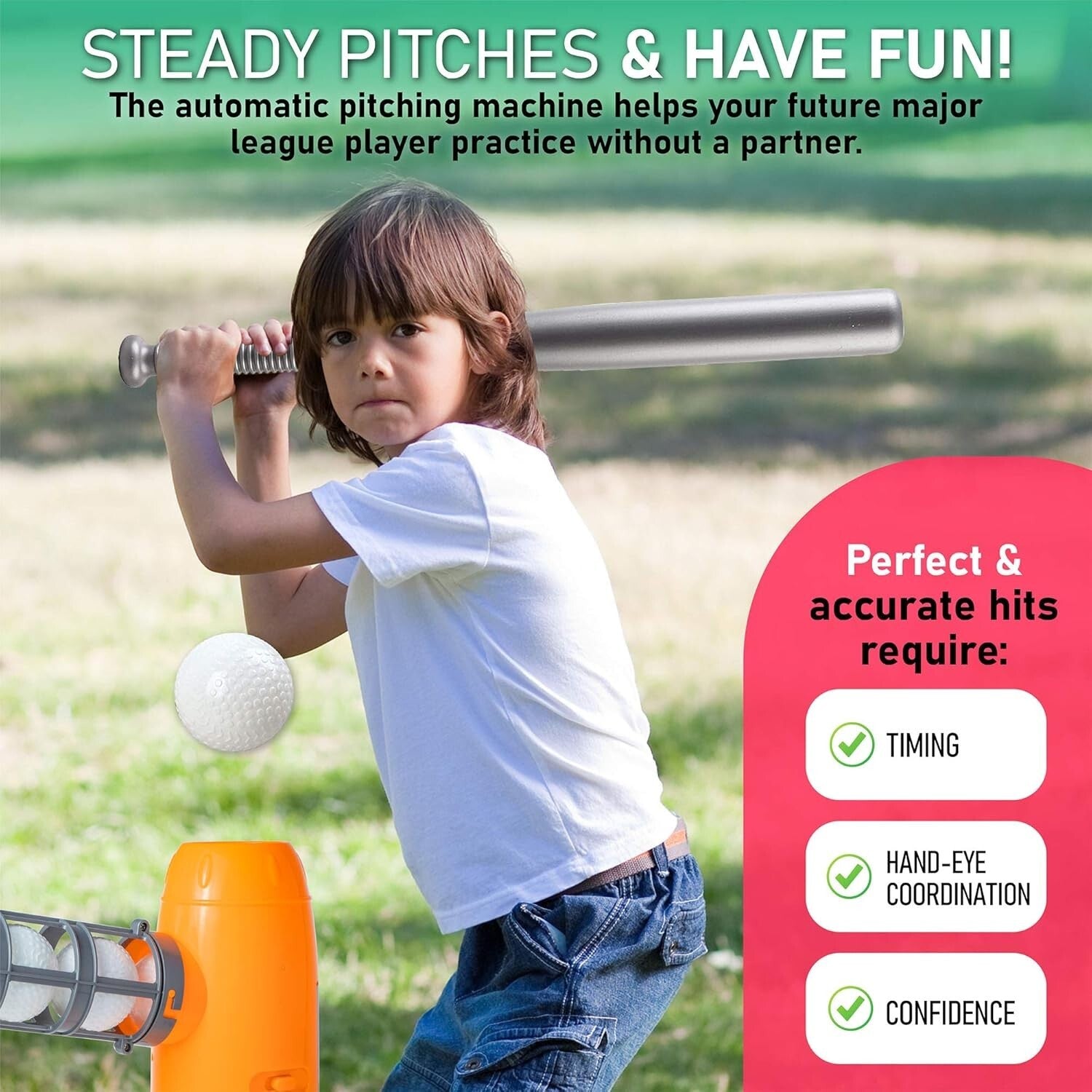 Auto Baseball Pitching Machine with Bat & 10 Balls - Perfect for Young Players
