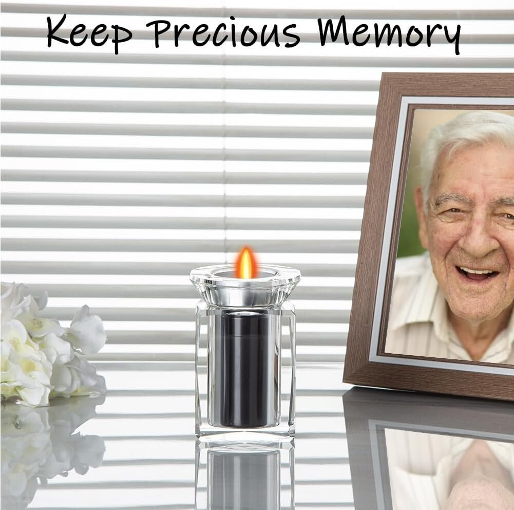 Miniature Crystal Candle Holder Urn - Personalized Ashes Keepsake for Adults