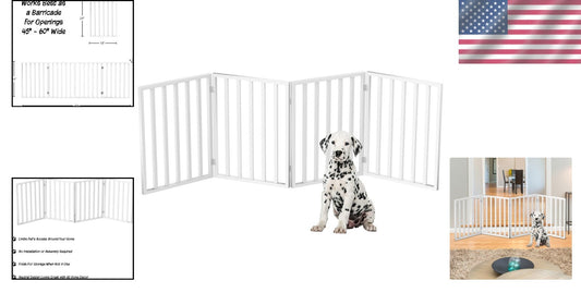 Elegant 4-Panel Freestanding Pet Gate - Retractable Indoor Dog Fence 72x24