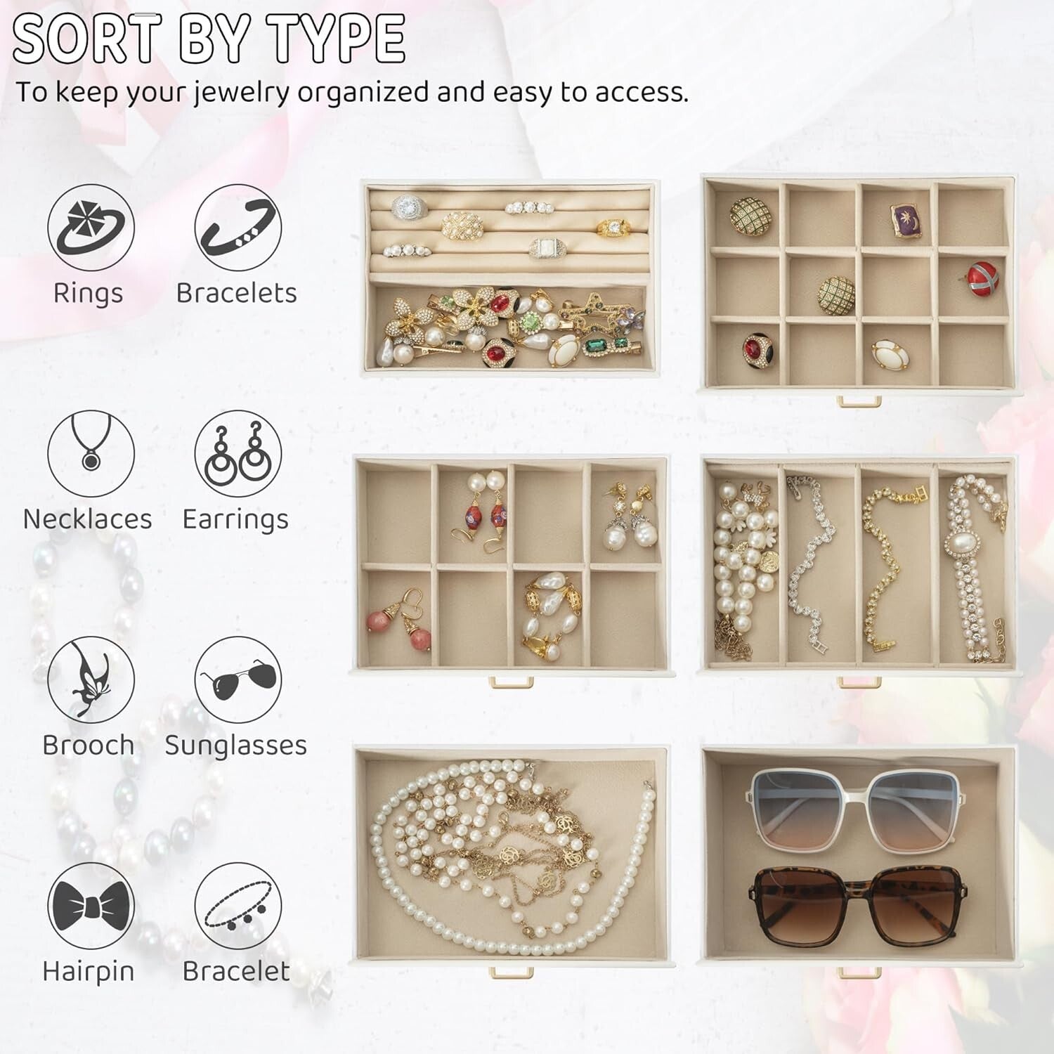 Elegant 6-Tier Lockable Jewelry Box with Mirror - Perfect Storage for Women