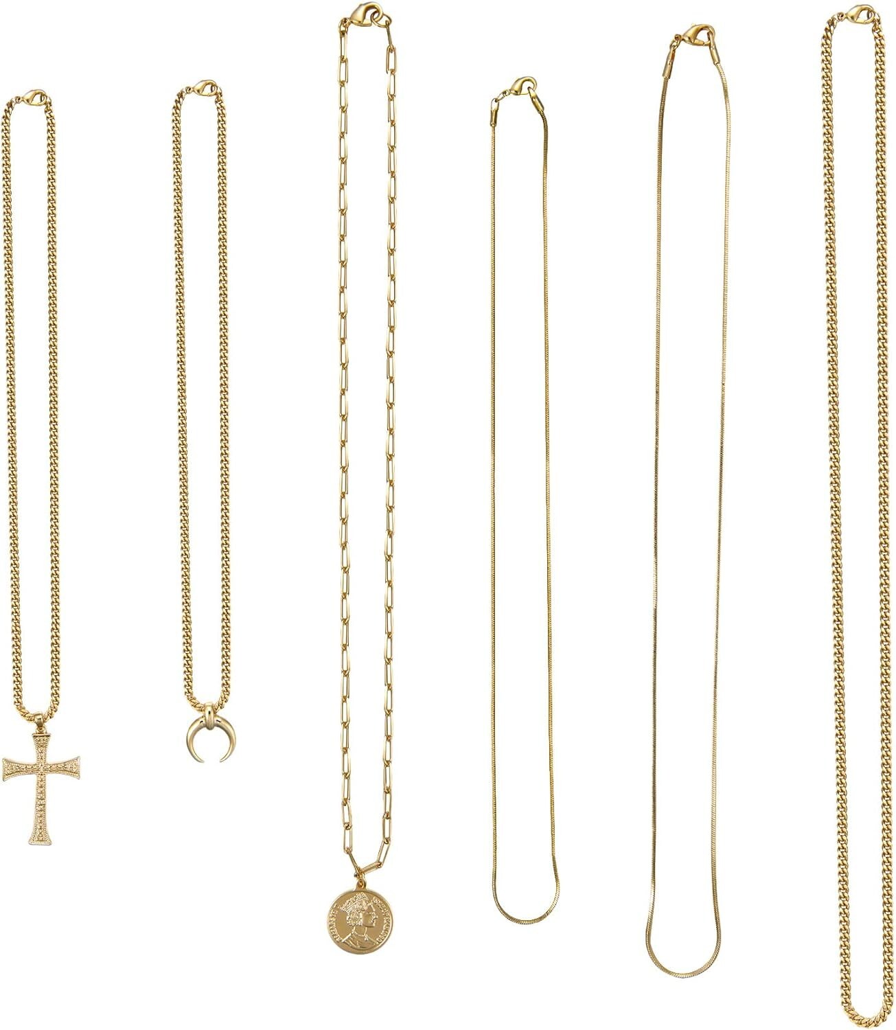 Chunky Gold Layered Necklace with Stylish Coin Pendant - 14K Gold Beauty