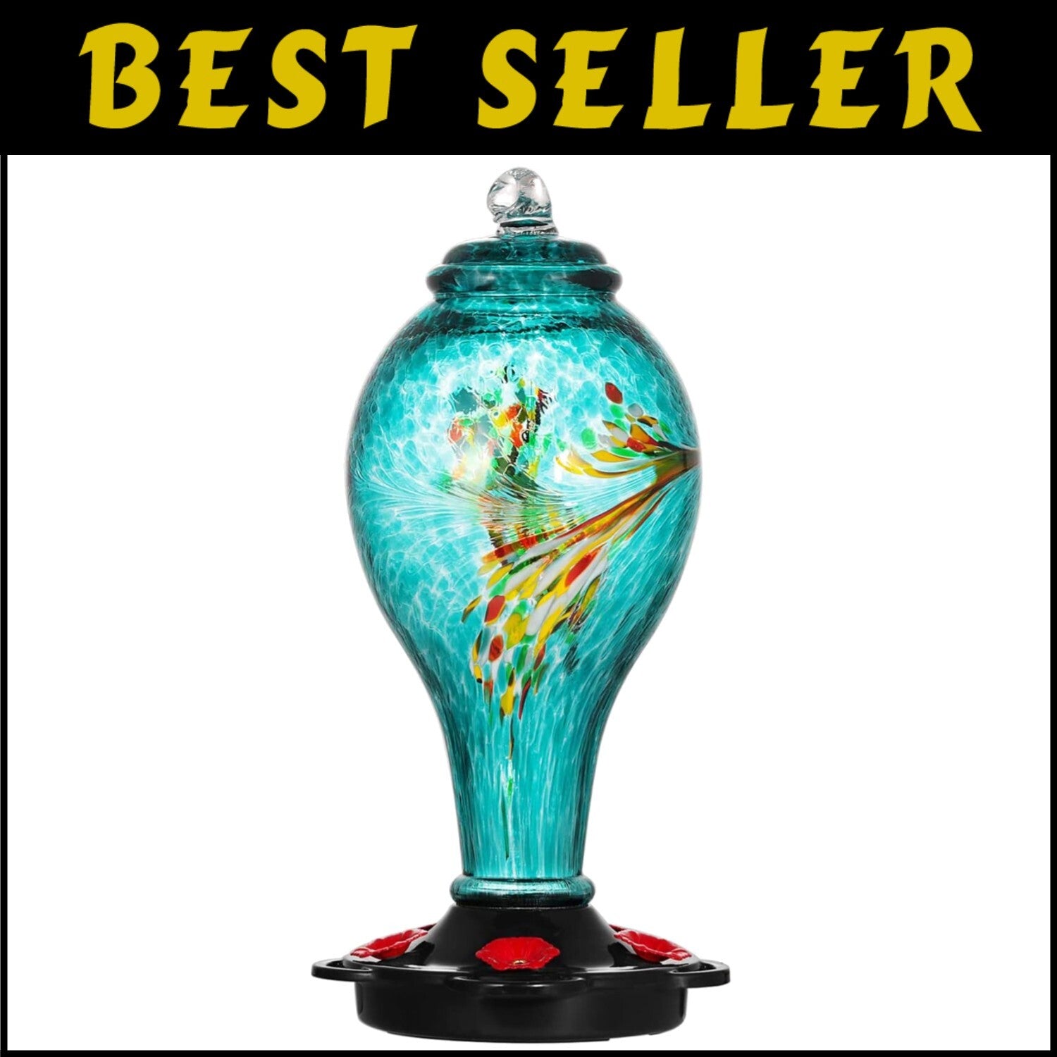 Durable 36oz Hanging Hummingbird Feeder with Easy Clean Design & Ant Barrier