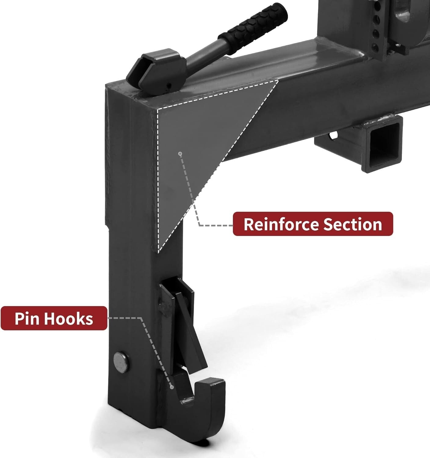 Category 1 Tractor 3-Pt Attachment with 2" Receiver and 5-Level Adjustability