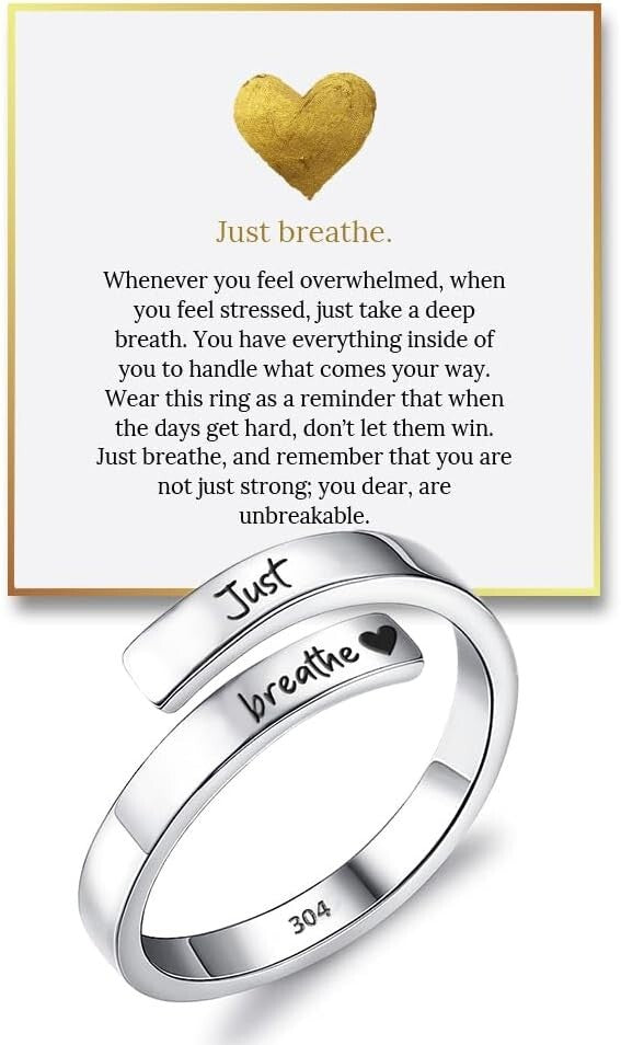 Stylish Just Breathe Ring – Adjustable and Skin-Friendly Stainless Steel Jewelry