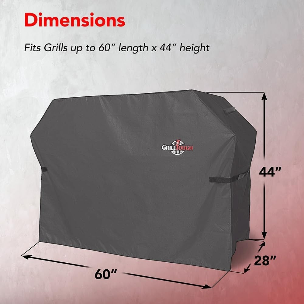 Adjustable Heavy-Duty Grill Cover – 60-Inch Waterproof, Fits Weber & Charbroil