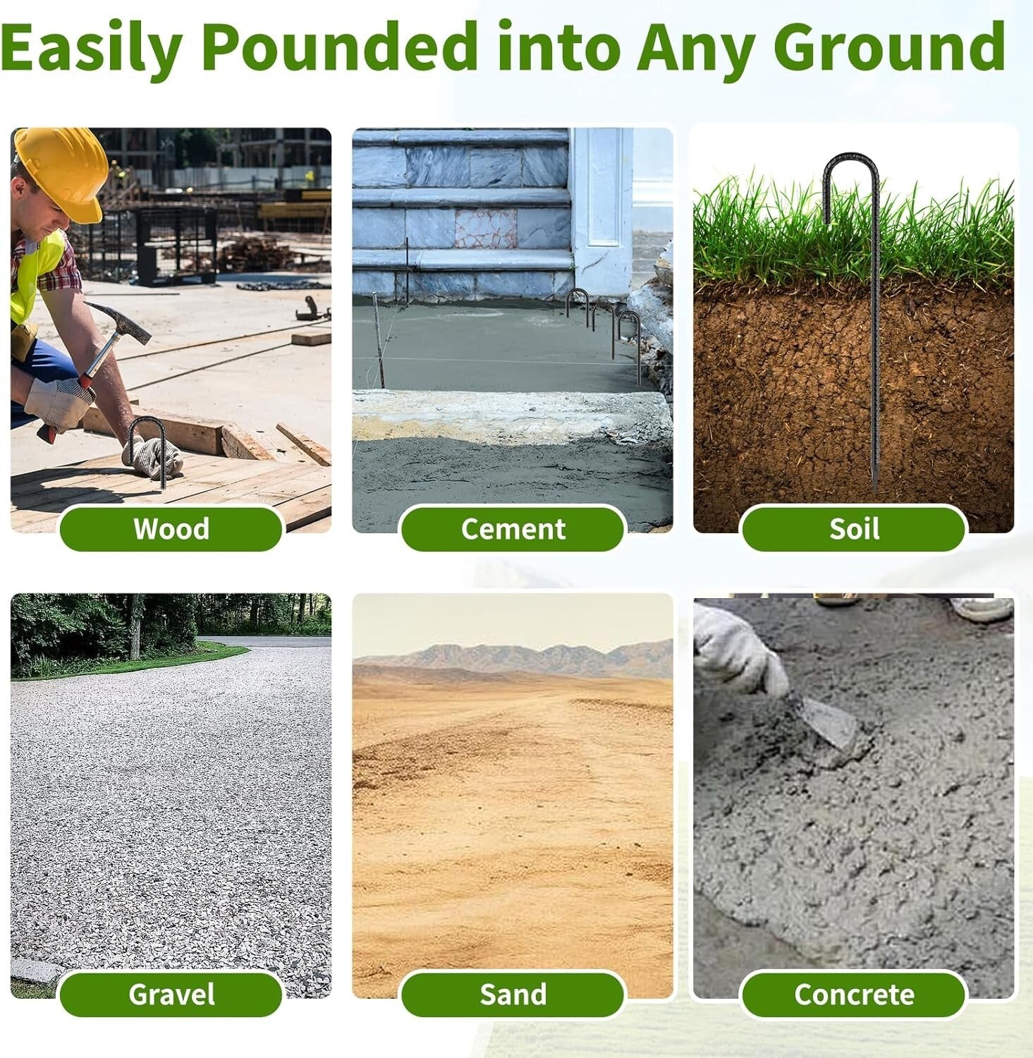 Durable Black Coated Rebar Stakes - 24" Length for Tents & More - 16 Pack