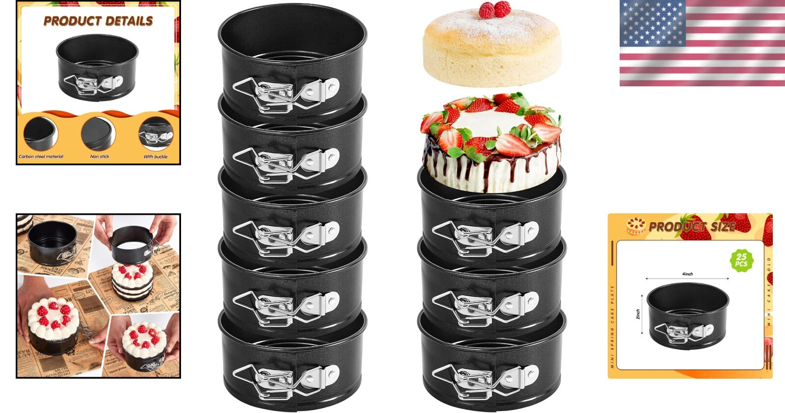 Versatile 25-Piece Mini Springform Pan Set for Baking Cheesecakes & Quiches