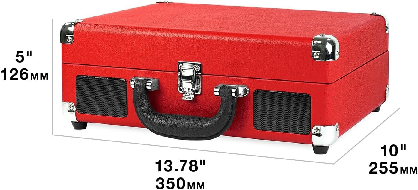 Portable 3-Speed Suitcase Turntable with Upgraded Sound and Bluetooth Speakers