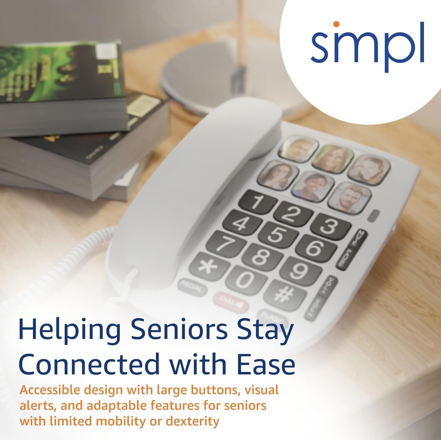 Hands-Free Corded Phone with Photo Memory – Ideal for Seniors & Hearing Impaired