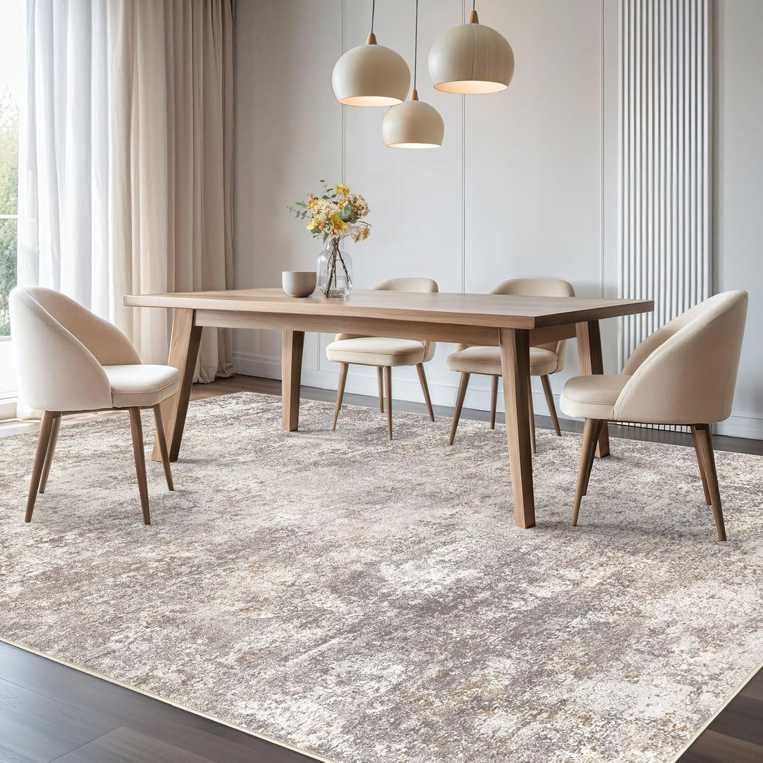 9x12 Washable Area Rug with Non-Slip Backing - Ideal for Living Room & Dining