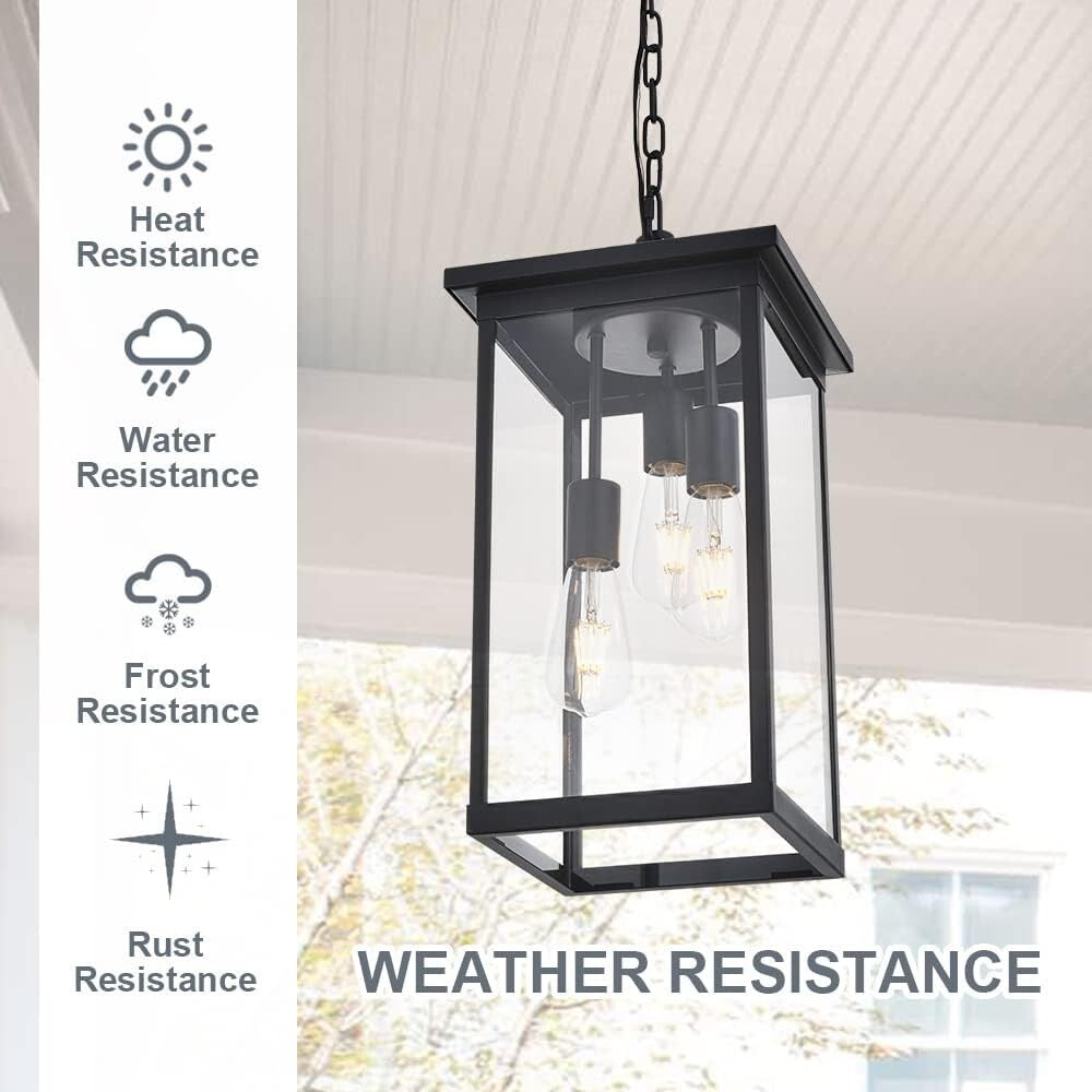 Elegant Adjustable 3-Light Outdoor Light with Clear Glass Shade – Black Finish