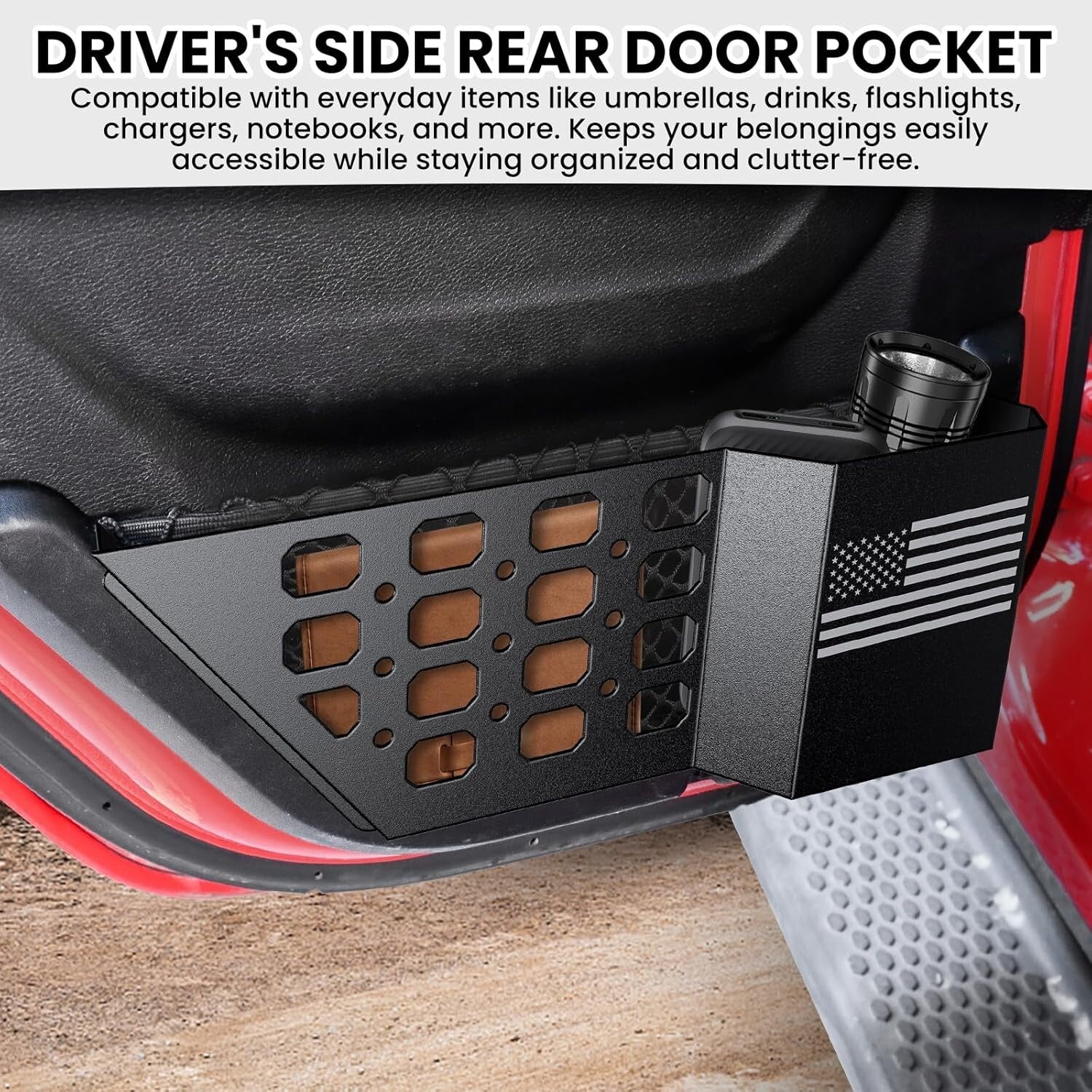 2-Pack Molle Panel Rear Door Storage Organizer for 2018-2025 Jeep Wrangler & JT