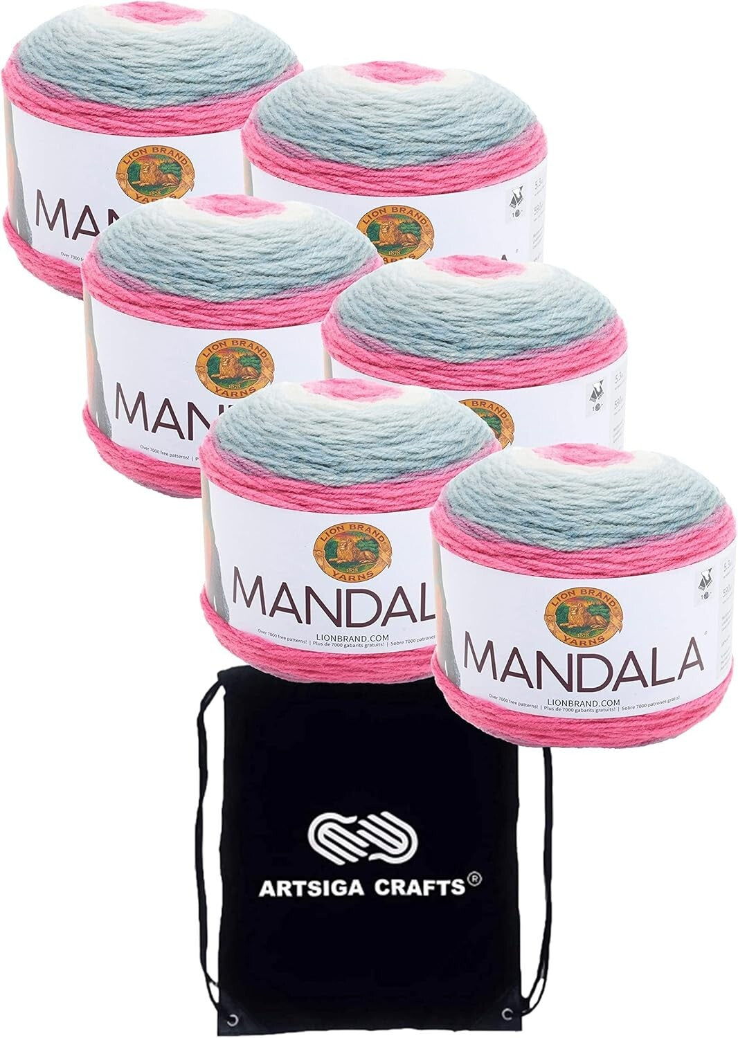 Enchanting Mandala Unicorn Acrylic Yarn - 6 Skeins in Same Dye Lot + Project Bag