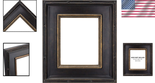 Luxurious Antique Black with Gold Picture Frame - 16x20, Open Back, Freestanding