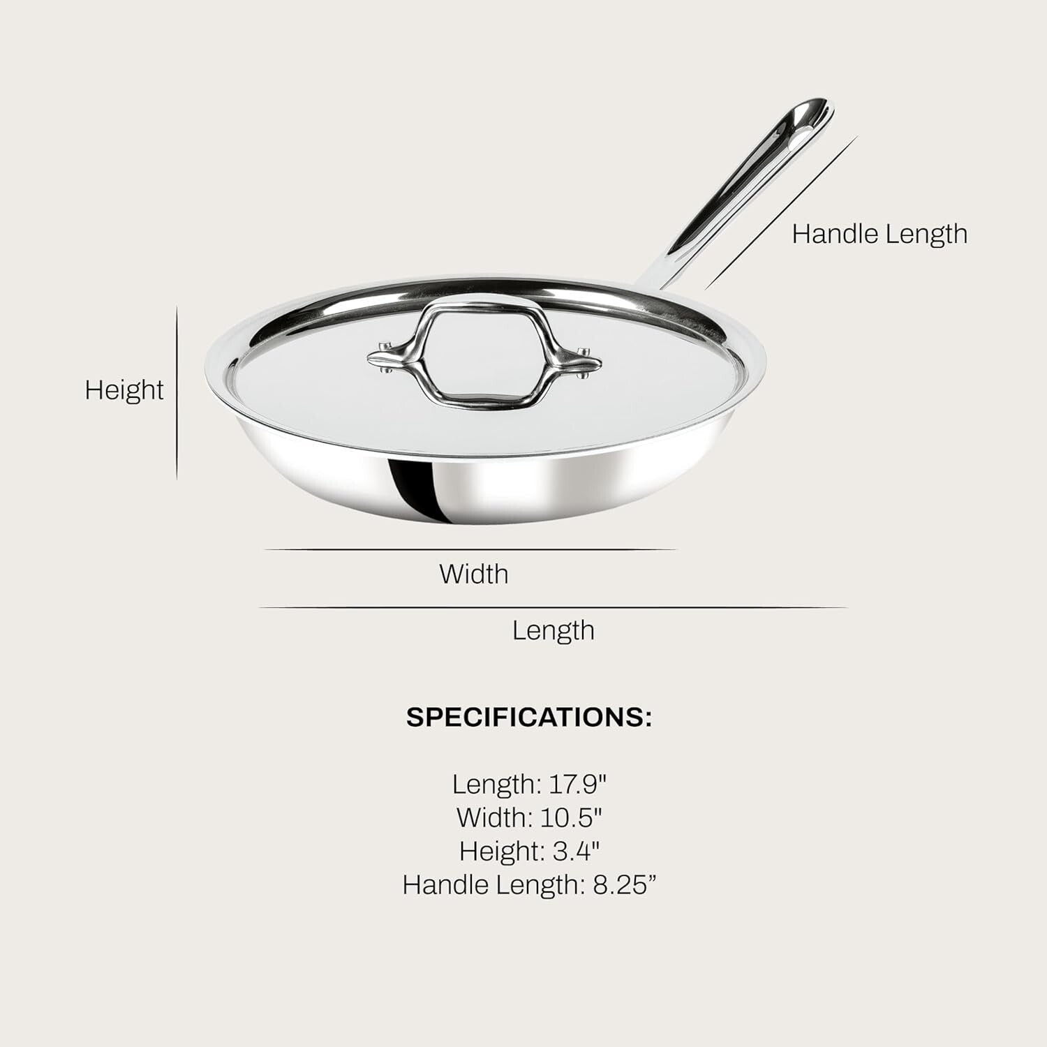 Durable 10-Inch Stainless Steel Fry Pan with Lid - Dishwasher Safe & Easy Care