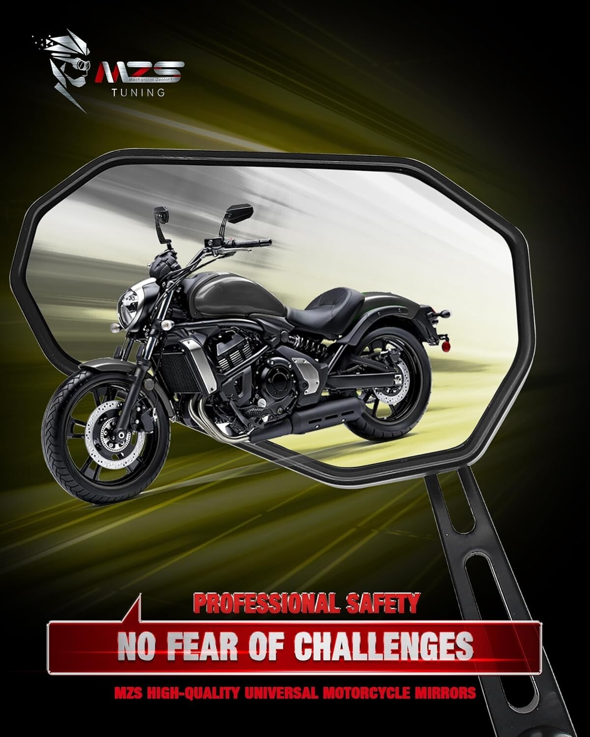 Universal Motorcycle Mirrors - Adjustable Heavy-Duty Aluminum Side Mirrors