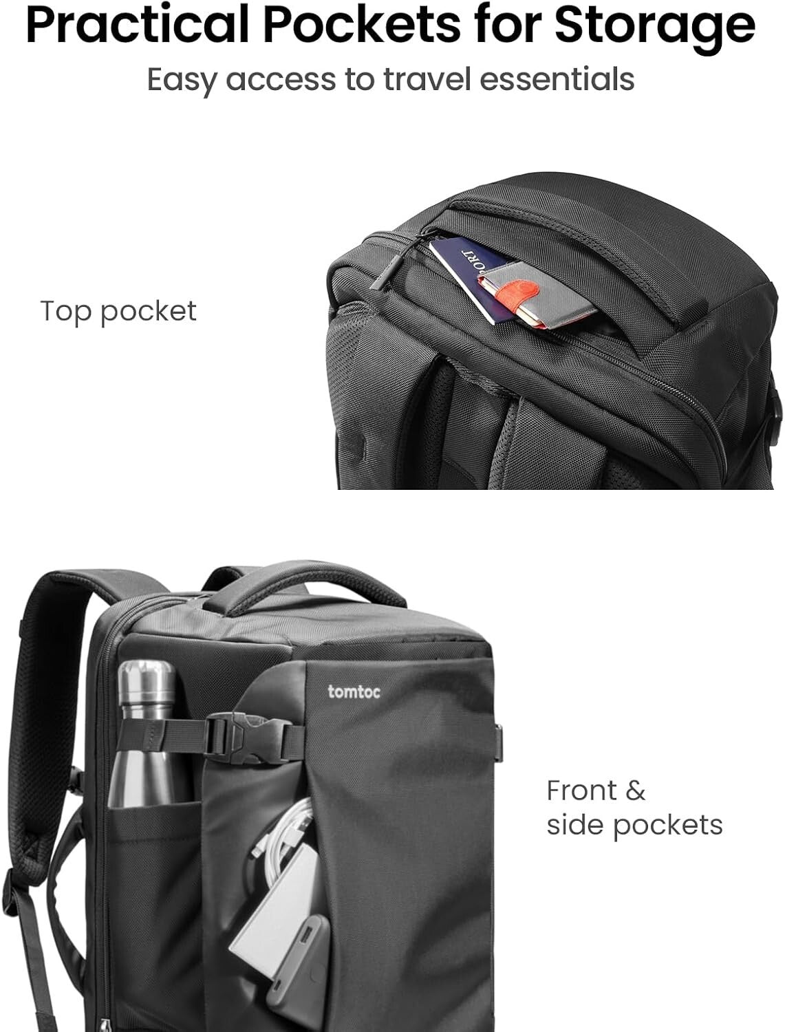Eco-Friendly 40L Water-Resistant Backpack - Perfect for Travelers & Commuters