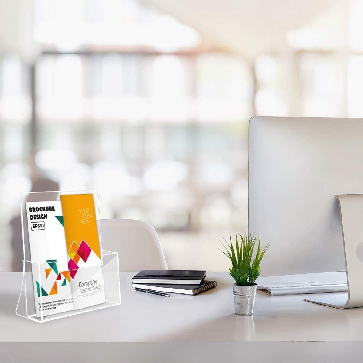 Multi-Option 6-Pack Acrylic Brochure Holders with Slanted Support - 8.5 in