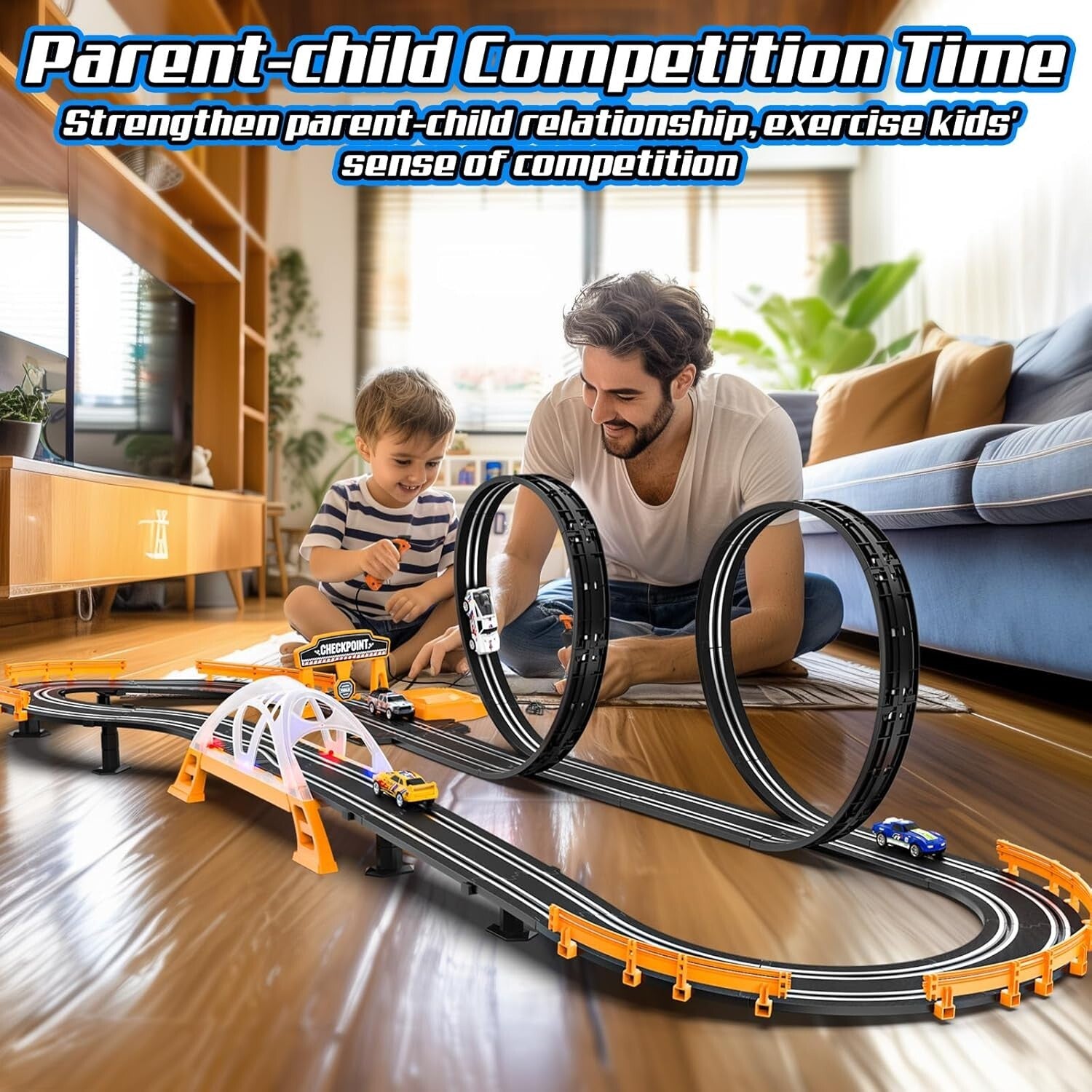 Electric Racing Car Track Set with Dual Lap Counter - Exciting Gifts for Kids