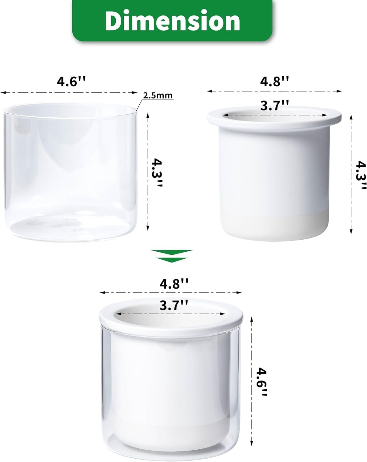 Elegant 4" Modern Terracotta Pots with Glass | Indoor Self-Watering Planters